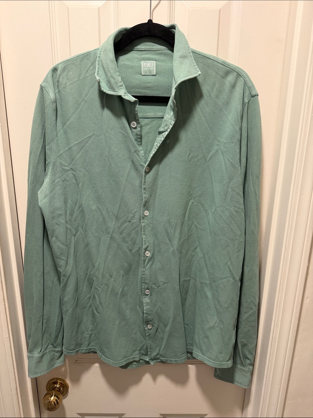 Casual Mint Green Button-Down Shirt